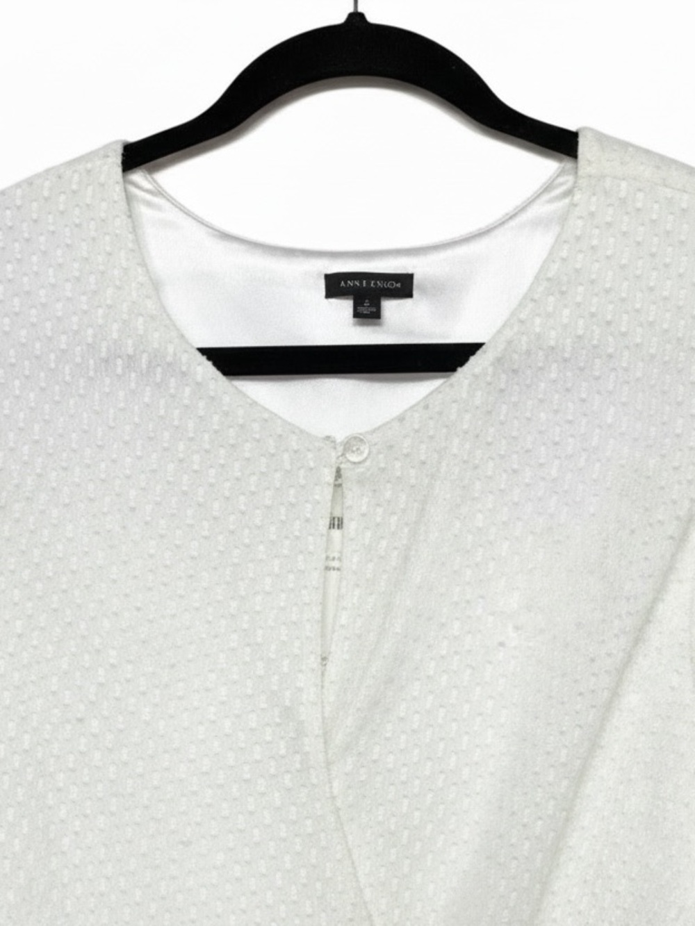 Ann Taylor creamy white textured Swiss dot with sheer long sleeves dress (SZ 2) - Picture 4 of 15